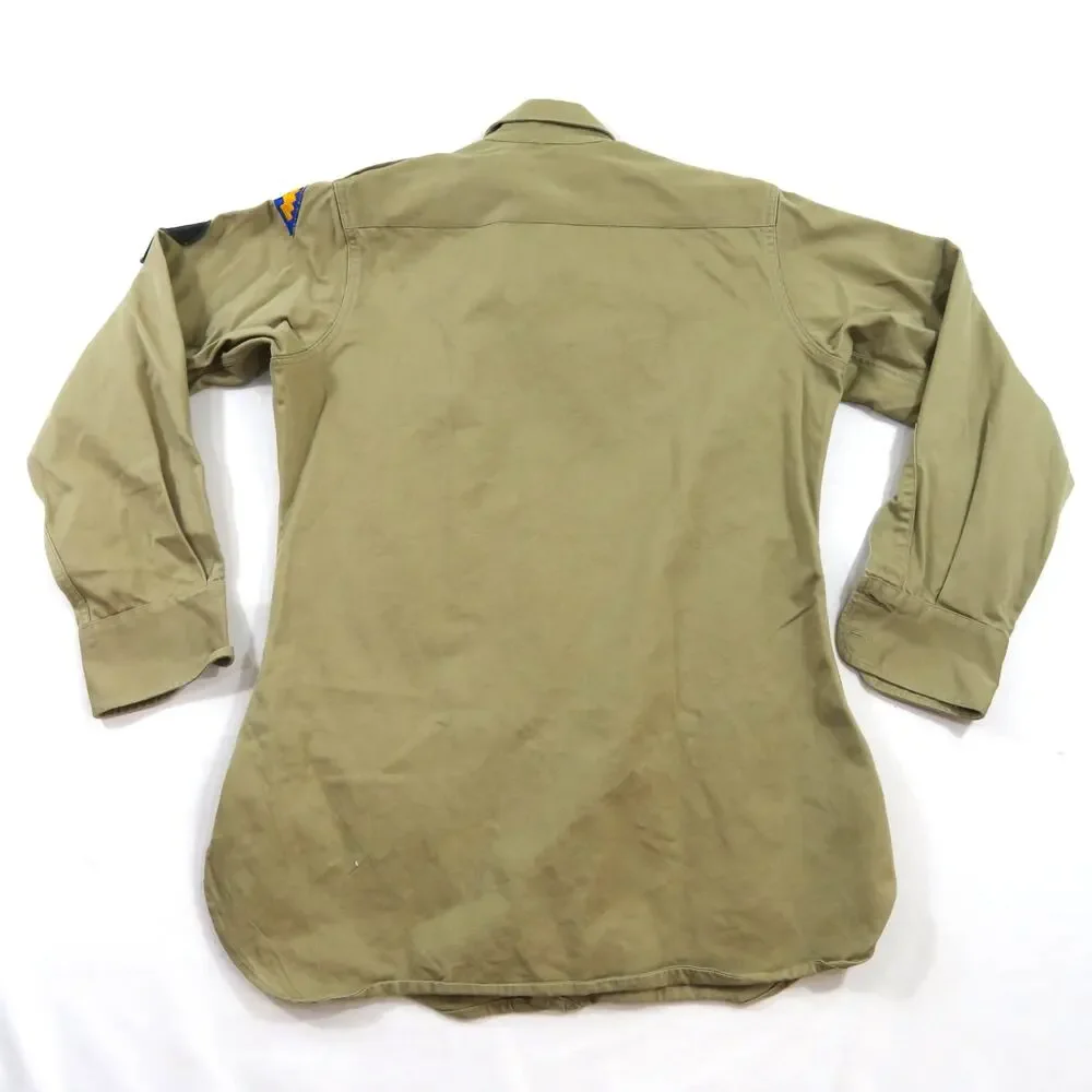 Korean War Khaki Shirt 1950 Military Cotton Tan Sz 14.5 x32
